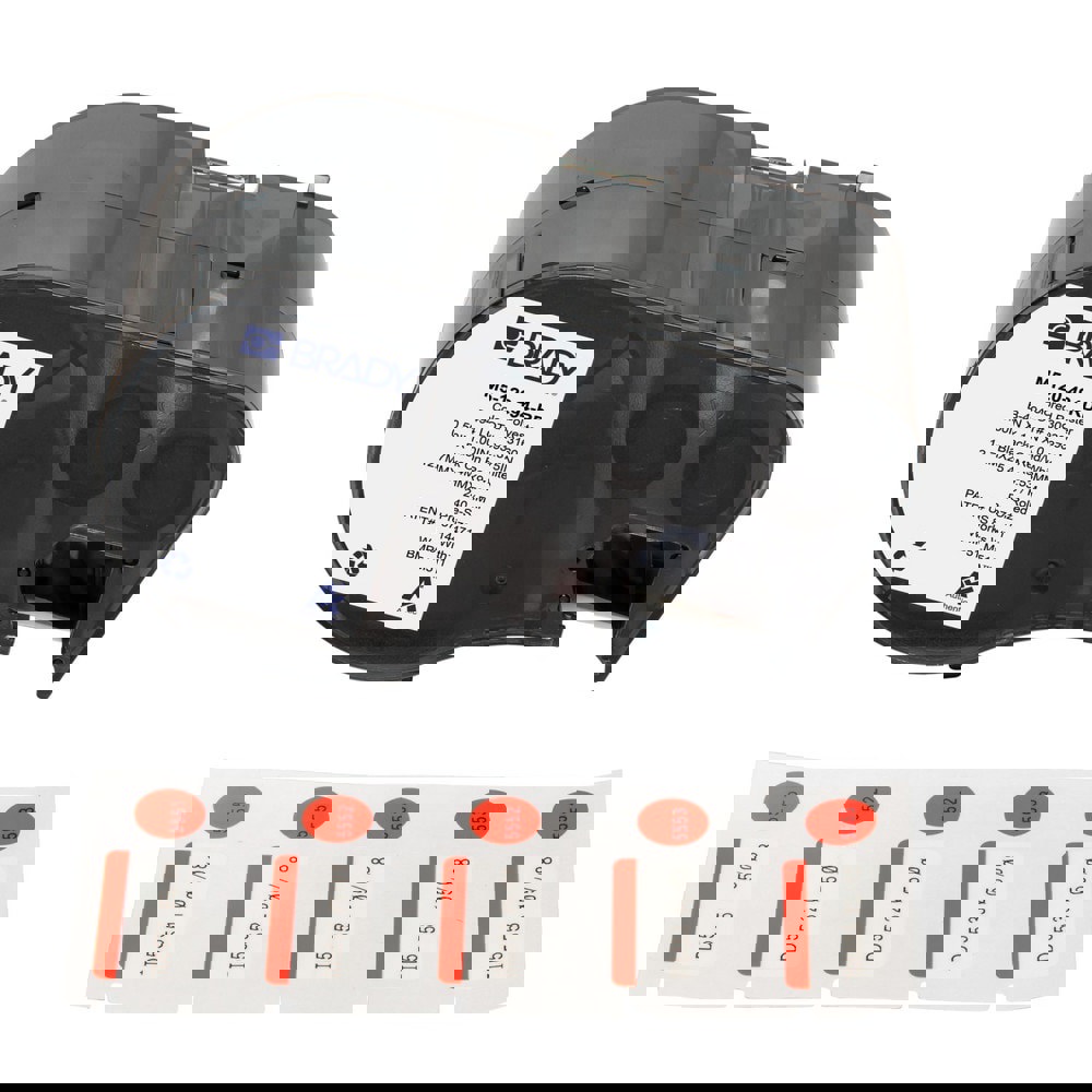 Labels, Ribbons & Tapes; Application: Label Printer Cartridge ; Type: Label Printer Cartridge ; Color Family: Red ; Color: Black on Red, White ; Number Of Labels Per Roll: 240 ; Label Diameter (Inch): 3/8